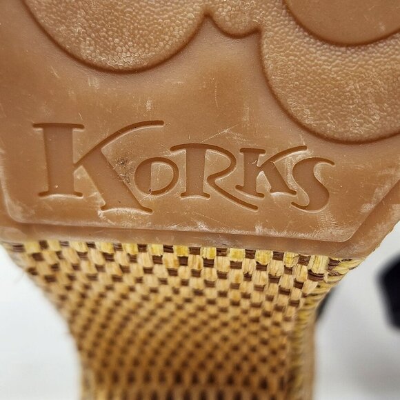 Korks Black Strappy Sandals Woven Block Heel Size 11M - Picture 4 of 10